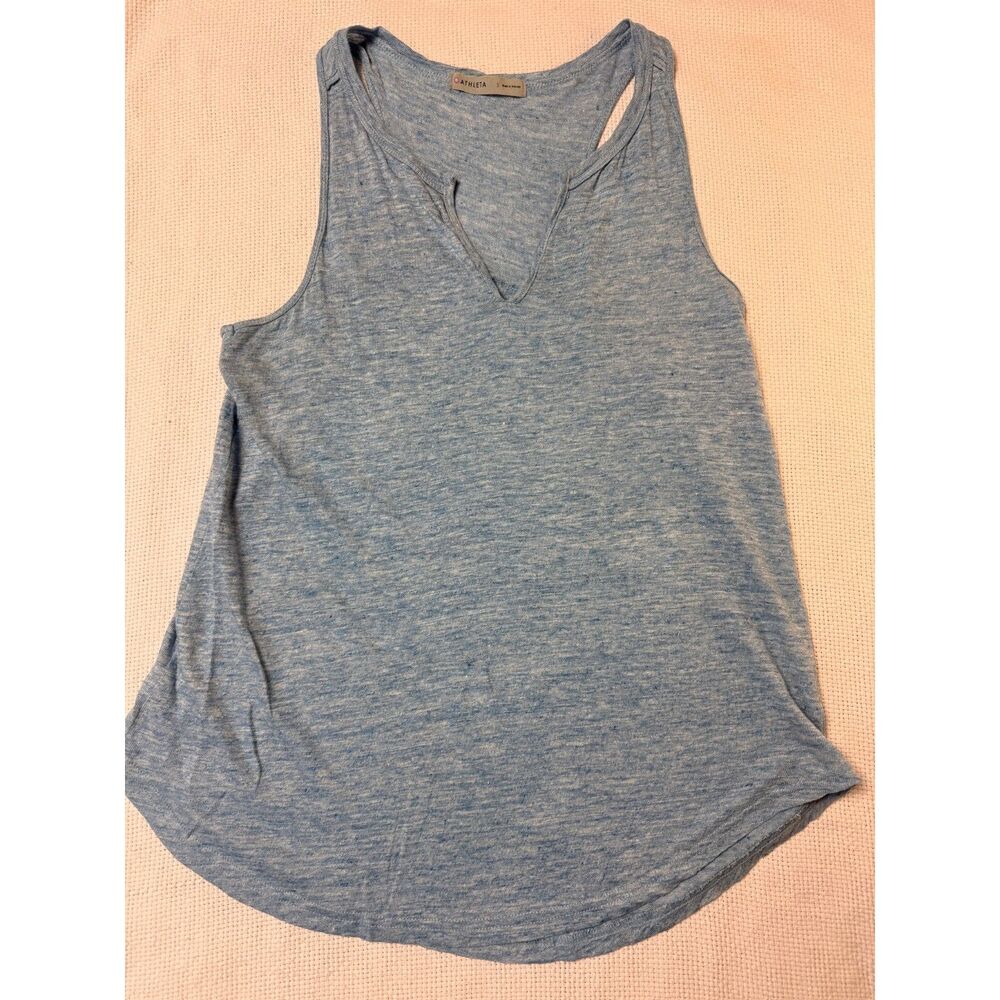 Athleta 100% Linen Blue Racerback Tank Top Women's Small